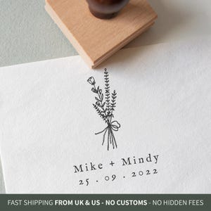 Custom Botanical Wedding Stamp: Hand-Drawn Floral Bouquet