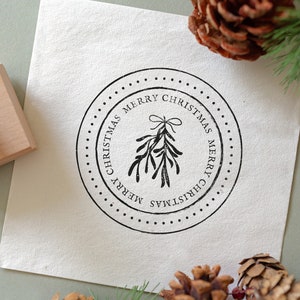 Christmas Rubber Stamps, Merry Christmas Rubber Stamp, Mistletoe Rubber Stamps, Eco-friendly Rubber Stamp image 1