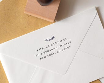 Olive Return Address Stamp - Eco Reclaimed Oak or Self-Inking