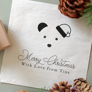 Divertente timbro di Natale, timbro dell'orso, timbro della cartolina di Natale, timbro di gomma ecologico
