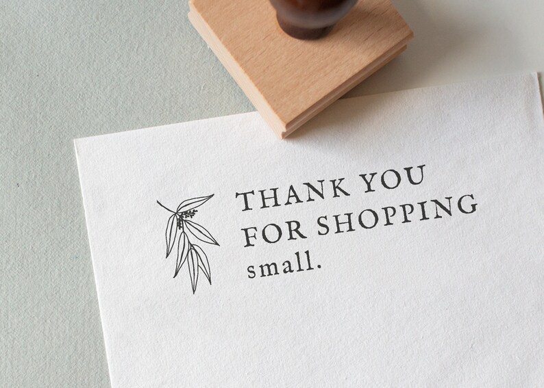 Thank You Rubber Stamp, Shop Small Stamp, Eco-Friendly Rubber Stamp image 1