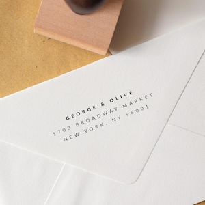 Minimalist Custom Address Stamp, Eco Oak or Self Inking Stamp