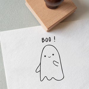 Cute Ghost Wooden Stamp, Small Ghost Stamp, Spooky Stamp, Eco-friendly Rubber Stamp