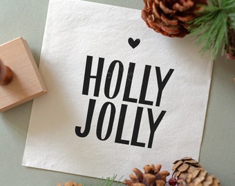 Holly Jolly Christmas Rubber Stamps, Eco-friendly Rubber Stamp