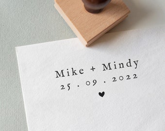 Stamp with the Bride & Groom's names and date, Eco Reclaimed Oak Stamp