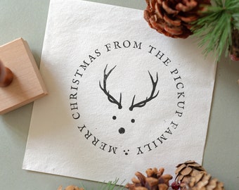 Reindeer Christmas Rubber Stamp, Merry Christmas Stamp, Eco-friendly Rubber Stamp