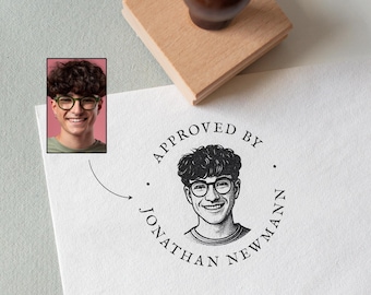 Custom Portrait Stamp: Hand-Drawn Rubber or Self-Inking Stamp
