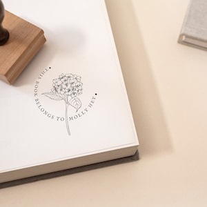 Hydrangea Ex Libris Stamp - Custom Book Stamp