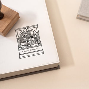 Custom Book Stamp, Wooden Handle Rubber Stamp