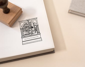 Custom Book Stamp, Wooden Handle Rubber Stamp