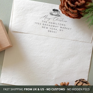 Personalized Christmas Address Stamp - Holiday Card Mail