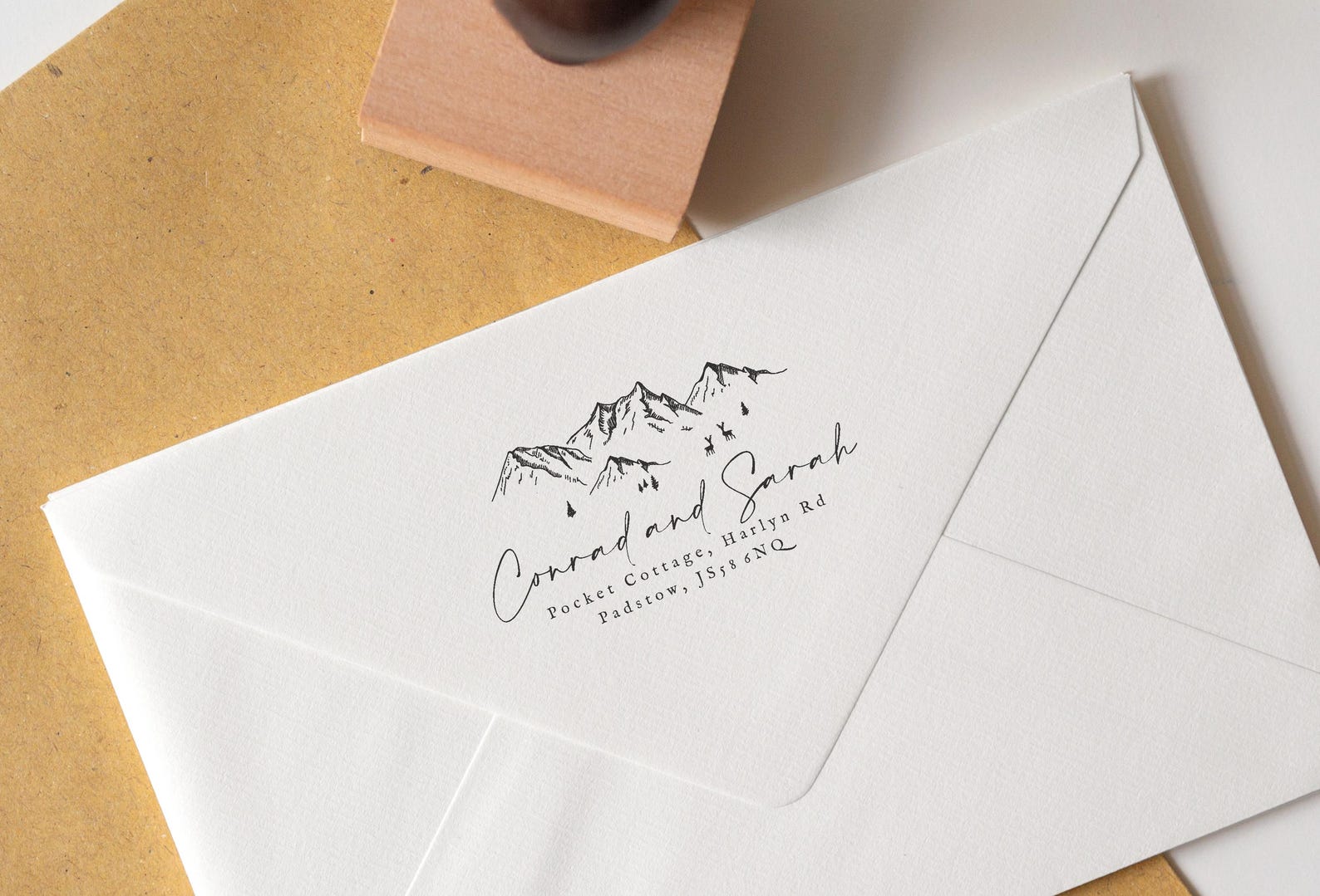"The Yates" Custom Return Address Stamp - Wood Stamp w/ Ink