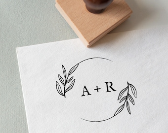 Hochzeit Logo Stempel, Hochzeit Gunsten Stempel, individuelle Hochzeitsgeschenk Stempel, Hochzeitseinladung Stempel, Lorbeerkranz Hochzeitsstempel, Verlobungsgeschenk