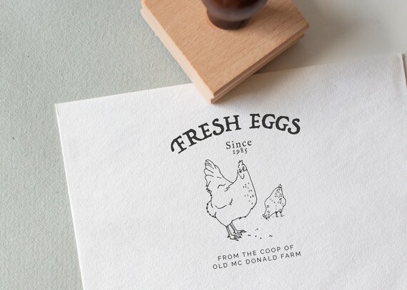 Customized Chicken fresh Egg Labels Stamp- egg Carton box Coop self ink  Farm stamp Chicken Just
