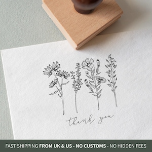 Floral Thank You Rubber Stamp - Eco-Friendly