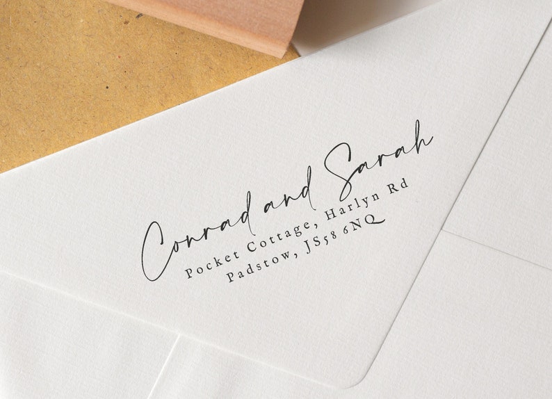 Typewriter Address Stamp, Custom Address Stamp, Traditional Address Stamp, Housewarming Gift, Reclaimed Oak Stamp OR Self Inking Stamp image 1