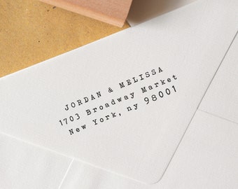 Typewriter Address Stamp, Classic Return Address Stamp, Traditional Address Stamp, Eco Reclaimed Oak Stamp, Self Inking Stamp