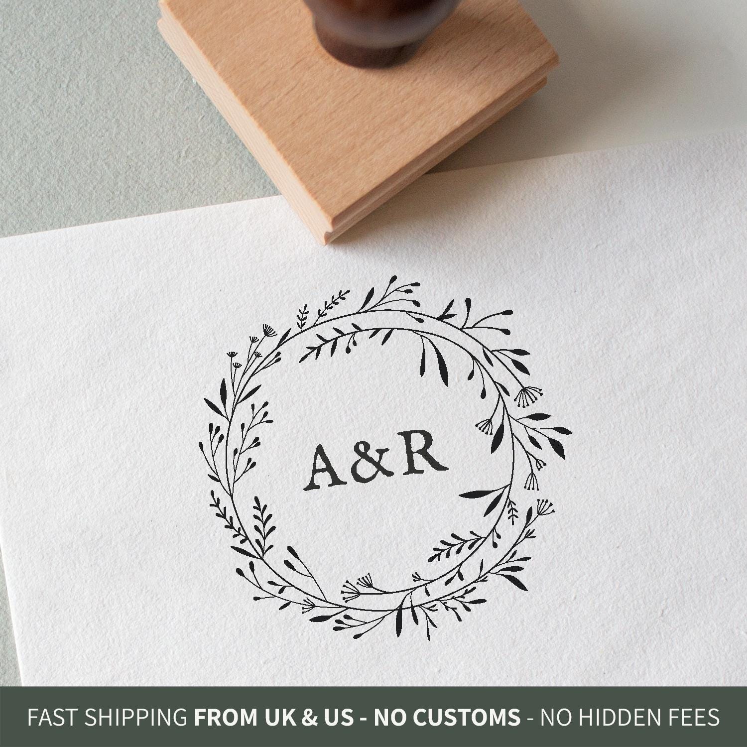 Floral Wreath Custom Wedding Stamp