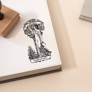 Tampon Ex Libris, ex-libris, tampon livre arbres, tampon Ex Libris vintage, tampon bibliothèque vintage