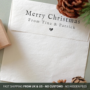 Merry Christmas Typewriter Font Rubber Stamp