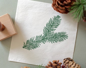 Christmas Fir Twig Rubber Stamp for Holiday Card Making