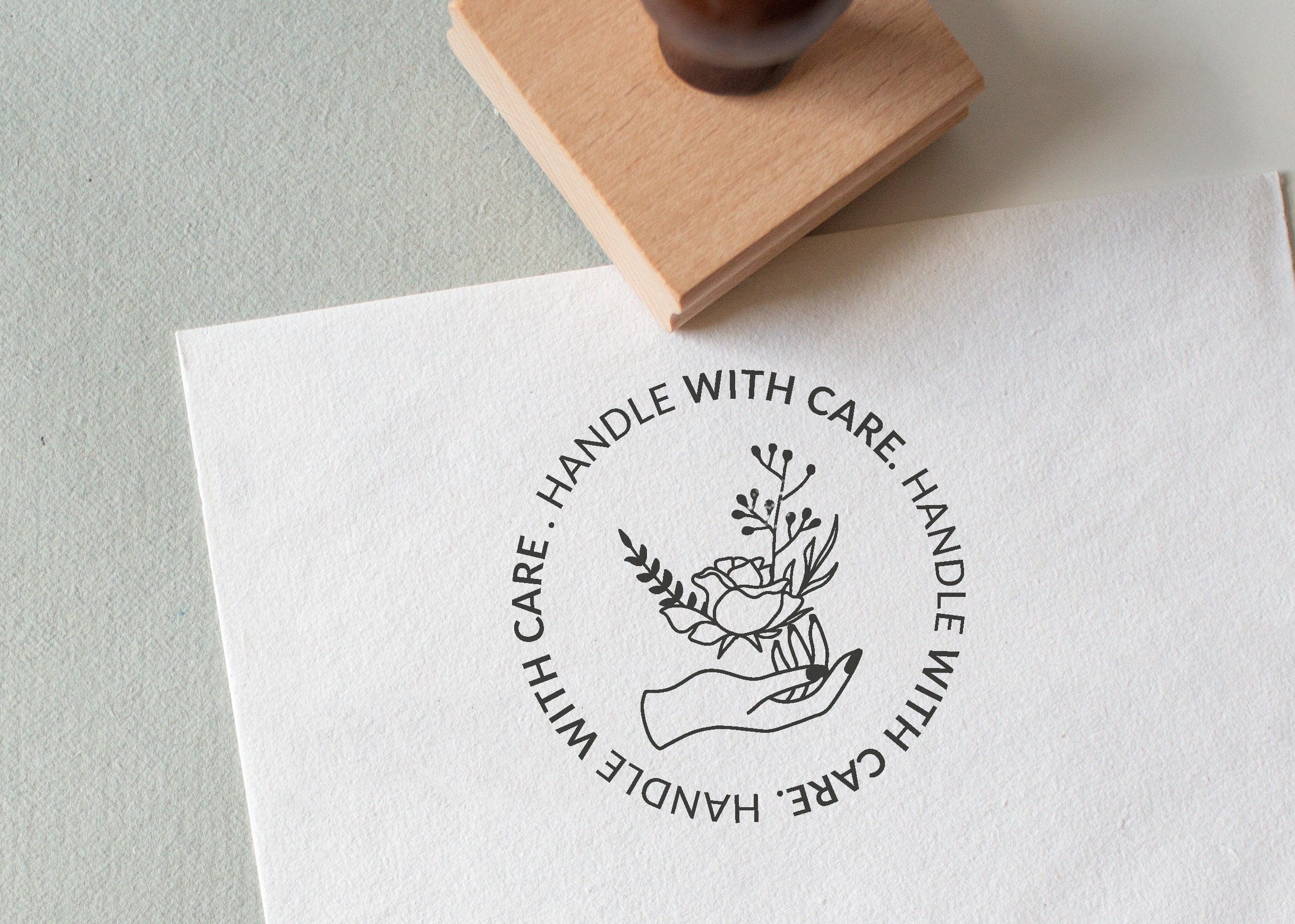 Fragile Packaging Rubber Stamp, Handle with Care
