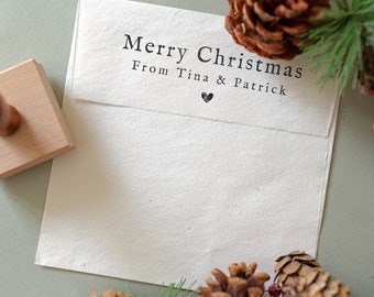 Merry Christmas Typewriter Font Rubber Stamp, Eco-friendly Rubber Stamp