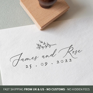 Wedding Stamp with Names and Date – Botanical Save the Date