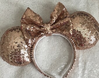 Rose Gold Minnie Ears Sequin Minnie / Mickey Mouse