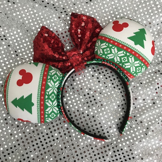 Christmas Sweater Minnie Ears | Holiday Mickey Mouse Ears  display picture 3
