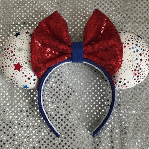 Patriotic Minnie Ears  Red White & Blue Mickey Mouse Ears