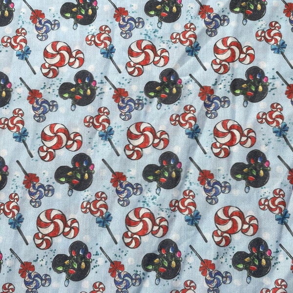 Mickey Mouse Christmas Fabric Peppermint Yard Fat Quarter