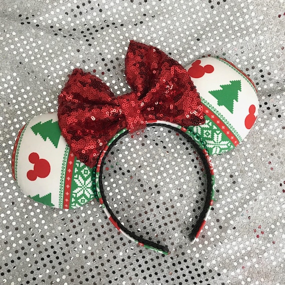 Christmas Sweater Minnie Ears | Holiday Mickey Mouse Ears  display picture 3