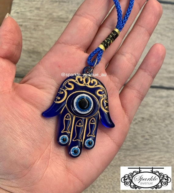 Evil Eye Hamsa Charm Gold Blue Evil Eye Hamsa Hand Good Luck