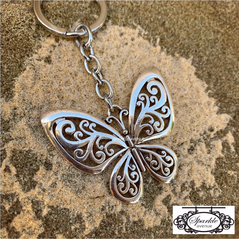 Butterfly Keyring / Silver Butterfly Key Ring/ Butterfly Charm Etsy