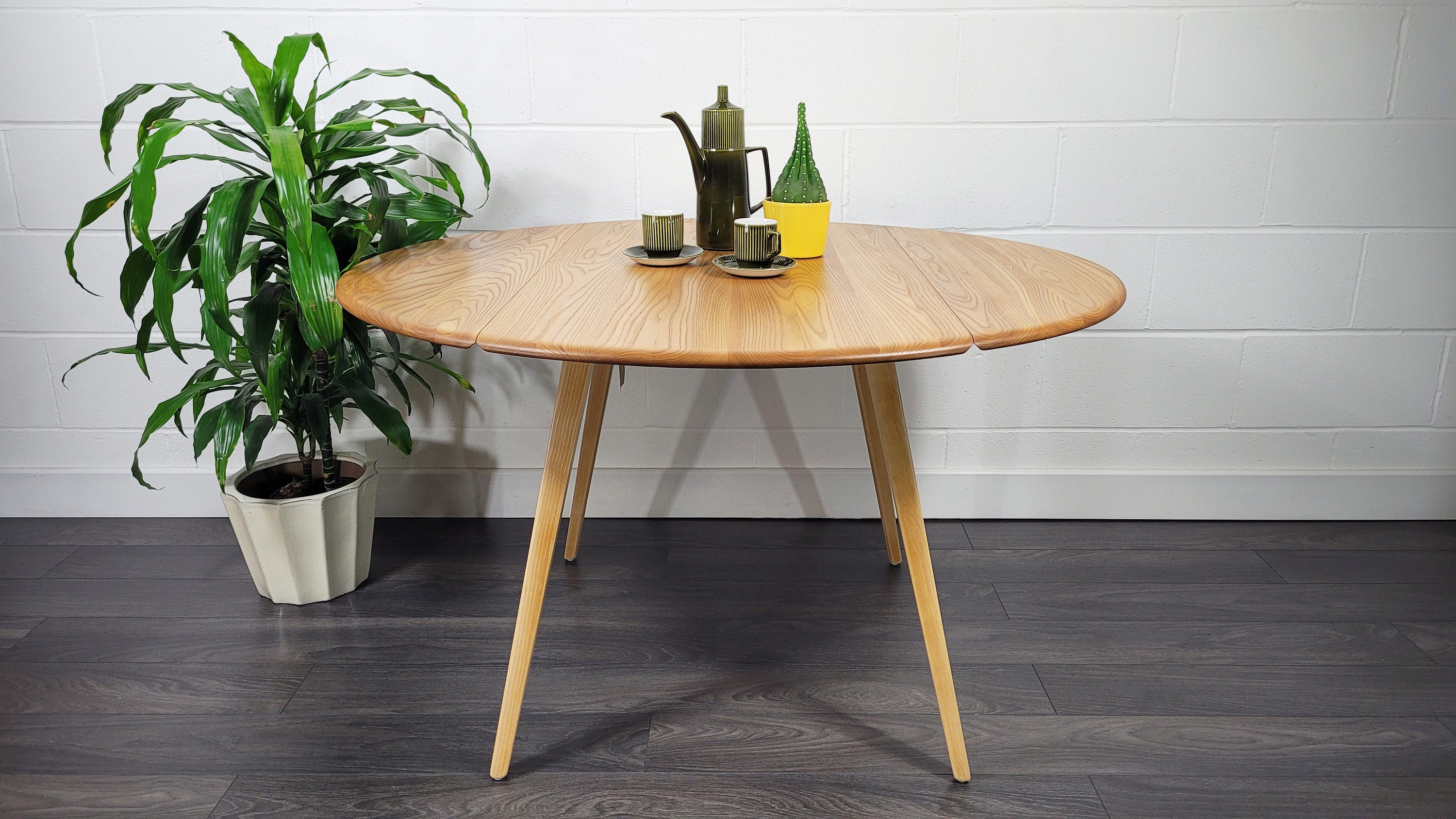 Ercol Round Drop Leaf Dining Table 1990s No.13 Refinished Etsy