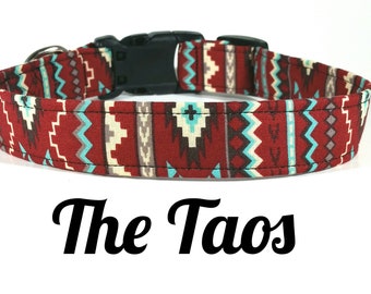 Dog Collar Southwest Dog Collar with Red Crosses Black and Red Southwest Style Dog Collar