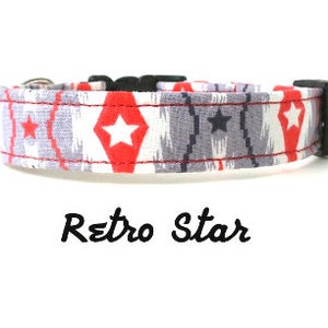 Patriotic Dog Collar - Retro Star -  Patriotic Dog Collar - Red, White and Blue Collar - Cowboy Collar - 4th of July Dog Collar