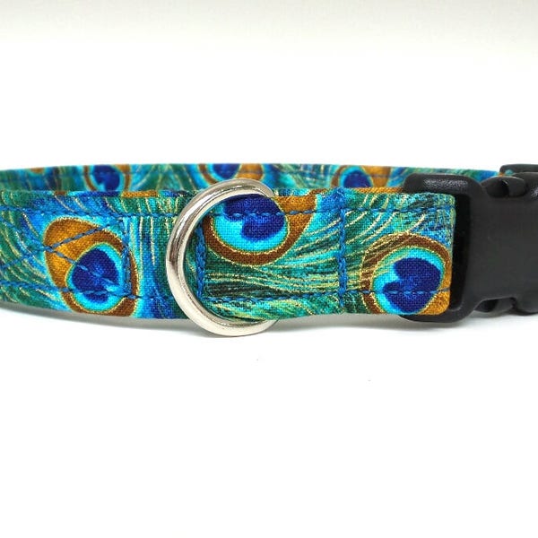PEACOCK IN BLACK PATENT DOG COLLAR
