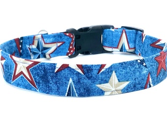 Patriotic Dog Collar - The Indie Dog Collar - Independence Day Dog Collar - Red, White and Blue Collar - 4th of July Dog Collar