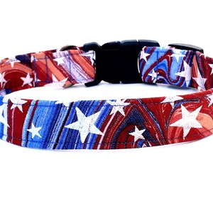 Patriotic Dog Collar - Tie Dye Stars Dog Collar - Independence Day Dog Collar - Red, White and Blue Collar - 4th of July Dog Collar