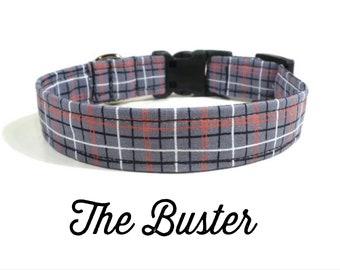 Spring Dog Collar - The Buster - Pink and Gray Plaid Dog Collar- Bow Tie Sold Separately