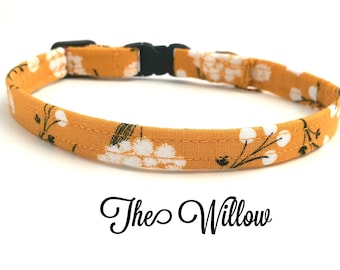 Cat Collar - The Willow - Floral Cat Collar - Bell Cat Collar - Charm Cat Collar - Breakaway Collar