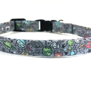 Cat Collar - My Little Alien - Space Cat Collar - Bell Cat Collar - Charm Cat Collar - Breakaway Collar - Safety Buckle Collar