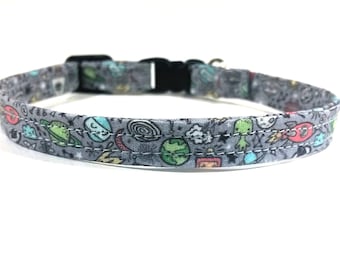 Cat Collar - My Little Alien - Space Cat Collar - Bell Cat Collar - Charm Cat Collar - Breakaway Collar - Safety Buckle Collar