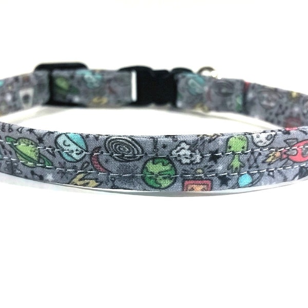Cat Collar - My Little Alien - Space Cat Collar - Bell Cat Collar - Charm Cat Collar - Breakaway Collar - Safety Buckle Collar