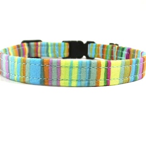 Cat Collar - Spring Stripe - Bell Cat Collar - Charm Cat Collar - Feline Collar - Breakaway Collar - Safety Collar