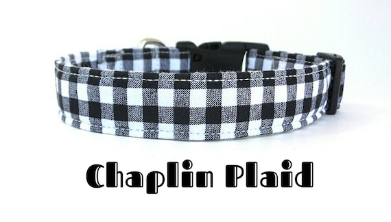 Black and white plaid dog collar hotsell