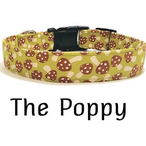 Dog Collar - The Poppy - Mushroom Print Dog Collar - Flower/Bow Tie Sold Separately