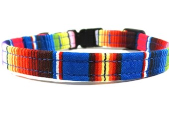 Cat Collar - The Chuy - Serape Print Cat Collar - Bell Cat Collar - Charm Cat Collar - Breakaway Cat Collar